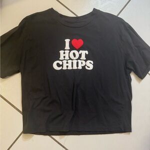 Trendy Black Tee with Red Heart Print